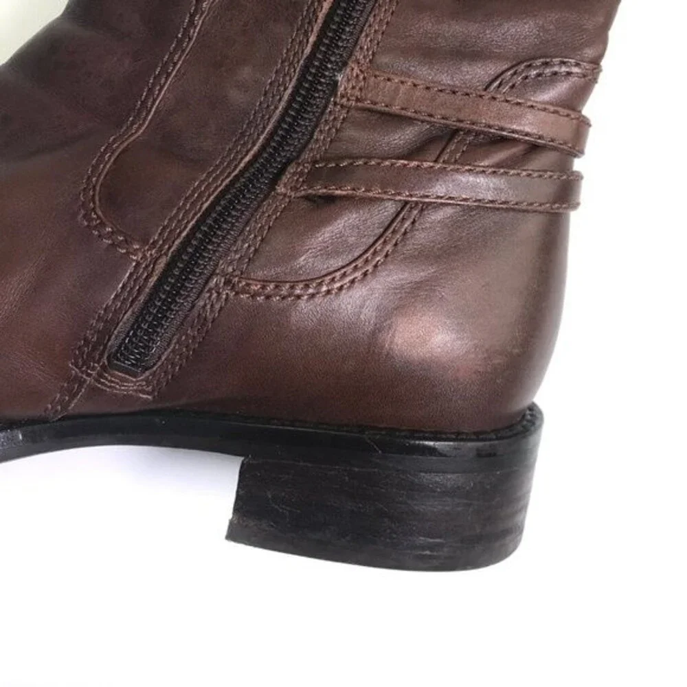 ECCO Tall Riding Boots Double Ankle Straps +Upper Strap w/ buckles Women’s 38